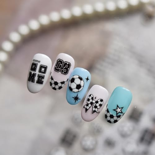 Image of World Cup Soccer Nail Stickers National Team Nail Decals Self Adhesive Black White Football Nail Charms Supply for Women DIY Manicure Decoration Accessories 1 Sheets