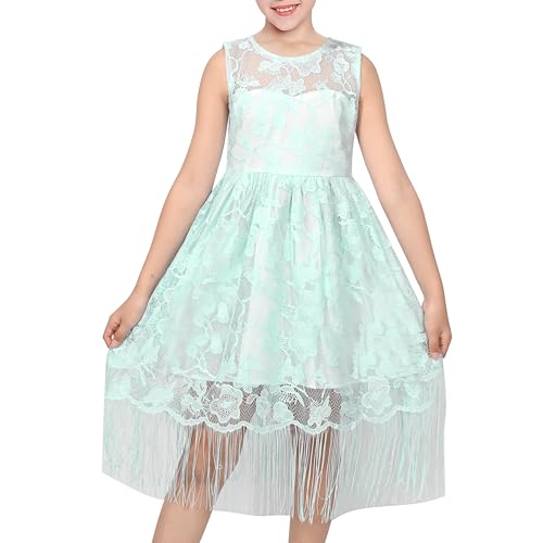 Vestido de encaje para niñas con flecos de alta calidad para bodas