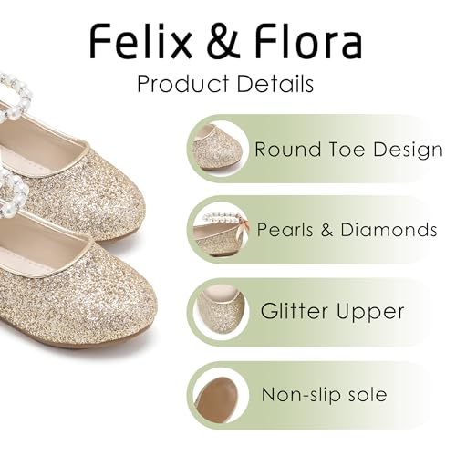 Image of Felix & Flora Girls Toddler Little Ballet Shoes - Flower Girls Mary Jane Flats Dress Shoes Party Wedding