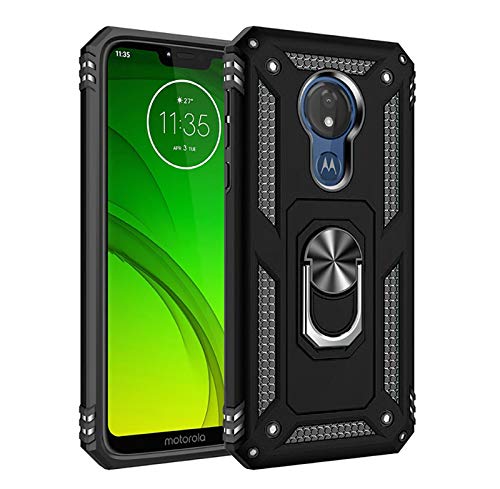 CasemartUSA Phone Case for [Motorola Moto G7 Optimo (XT1952DL, XT1952)], [Ring Series][Black] Rotating