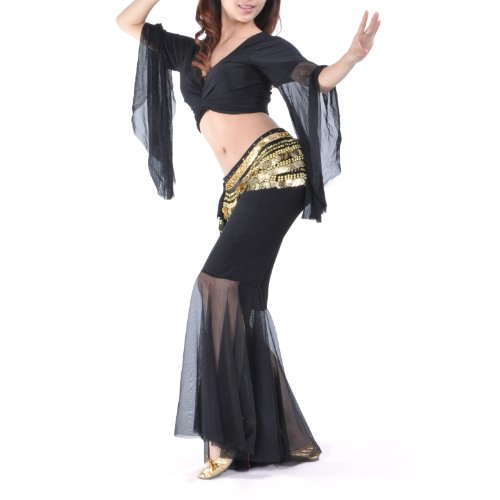 Bellylady Belly Dance Tribal Costume Wrap Top, Black-Black #TOP1
