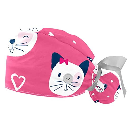 Chapeaux de travail JDEZ motif chats : lot de 2 casquettes ajustables avec bandeau