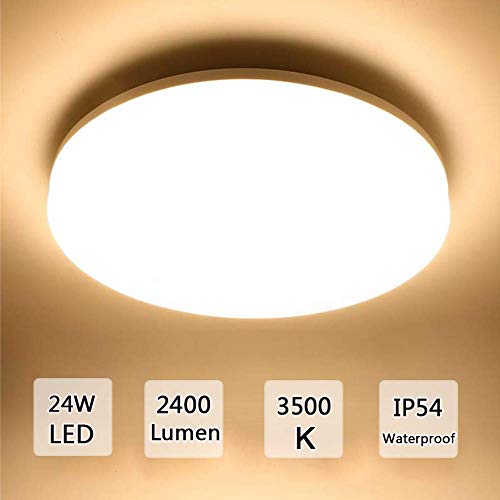 Ankishi Plafon Led de Techo 24W, lamparas de techo habitacion 3000K(Blanco cálido), Plafón de Techo Redondo Luz para Cocina, Sala de Estar, Dormitorio, Pasillo,Baño.