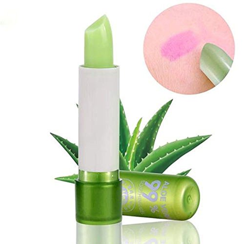 Aloe Vera Lipstick, Moisturizing Temperature Color Change Lip Balm Long Lasting Lip Aloin Discoloration Lip Gloss Pink Lipcolor Nourishing Lips Moisturizer Lipgloss Makeup Gift for Women Girls (1pc)