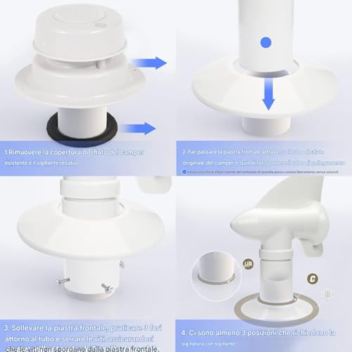 Cubierta sifón para tuberías con rotación de 360 grados y tapón de ventilación 7