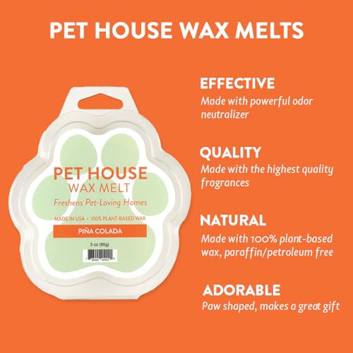 Image of One Fur All Pet House Spring and Summer Wax Melts for Pet Odor, Natural, Plant Based Soy Wax Melts, Long Lasting Fragrance for Fresh Smelling Homes, Pina Colada