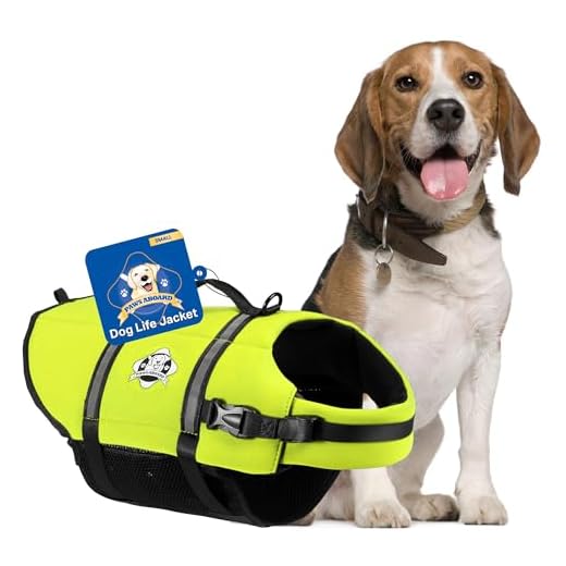 Paws Aboard Dog Life Jacket, Fashionable Dog Life Vest for Swimming and Boating - Neon Yellow