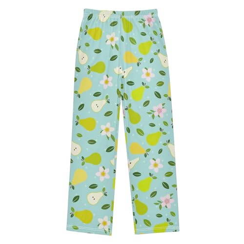 ZZXXB Pear and Leaves Boys Long Pants Soft Trousers Elastic Waist Kids Lounge Bottoms with Pockets S-XL