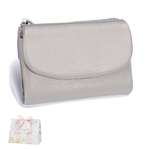 Relevantk Unisex Pebble Leather Wallet, 5.3In Short Genuine Leather Coin Card Holder, Coin Card Purse with Credit Card Holder, Money Holder & Cash Slots (Style 12)