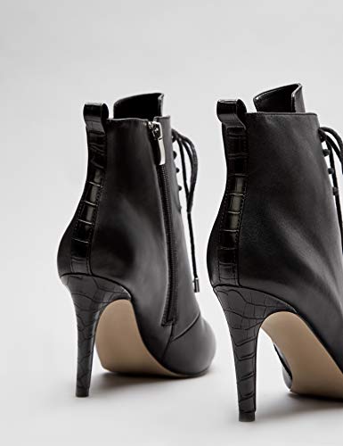 FIND Lace Up - stivaletti Donna, Nero (Black