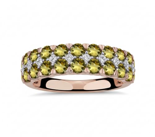 Bague demi-éternité en rubis et or rose 14K pour femme taille 47 à 70