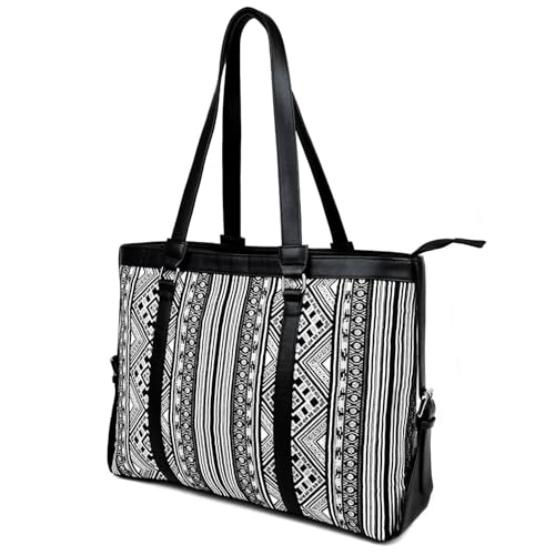Image of FATMUG Women's 15.6 inch Laptop Tote Bag for Office, Travel & Daily Use - Ethnic Prints, Vegan Leather