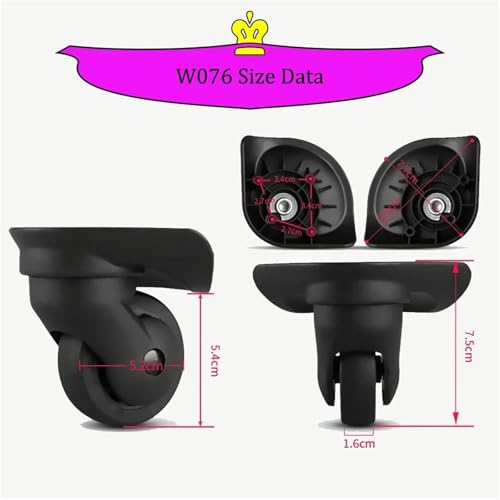 2pcs Trolley Case Universal Wheel Customs Box Compartment Rollers Accessories Set Replacement(W076 Black)3