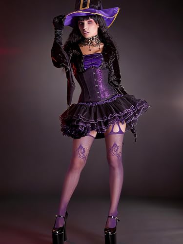 Geyoga 6 Pairs Women Fishnet Thigh High Stockings Suspender Pantyhose Lingerie Garter Belts Tights for Women Girl