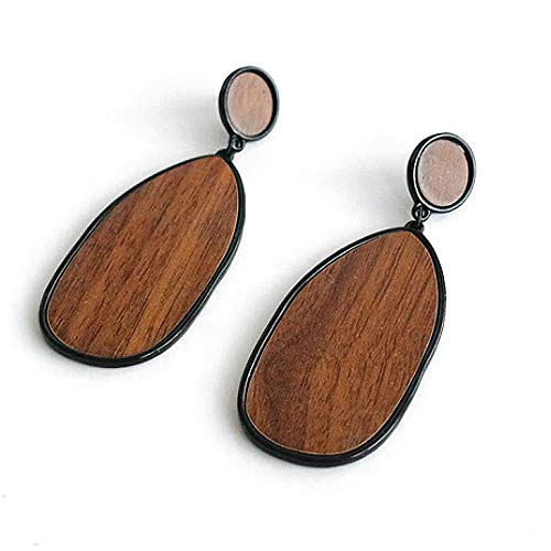 KaFu Statement Earrings Wooden Earrings for Women - Big Round Circle Geometric Wood Drop Dangle Hook Earrings Fashion Cute4