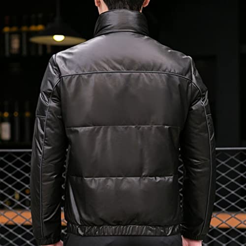 Leather Jacket Standing Collar Down Jacket Thickened Youth Leather Jacket Warm Jacket(X-Large)2