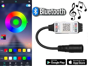 Rgb Strip Led Controllers - Bluetooth, Sound and Music Sensitive, 24 Keys - 6 Amps, Runs Rgb Strip LEDs up to 10 Meters (1, Bluetooth Controller) [Energy Class A]