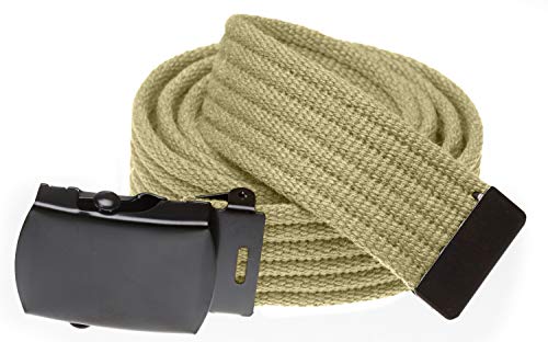 Jackster Slide Web Belt – Ribbed Military Style, Black Metal Buckle – Adjustable – Made in USA