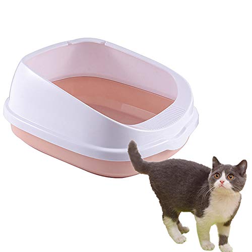 ppactvo Bac À LitièRe pour Chat Semi-Fermé en Plastique RéSistant Aux Fissures avec Rebord RéSistant Aux Chocs pour Animaux De Compagnie BoîTe À LitièRe pour Chat Pink