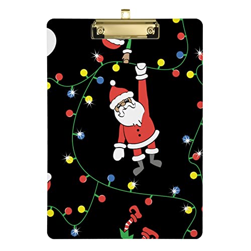 Planchette à pince décorative A4 en forme de bonhomme de neige Père Noël avec clip en métal discret pour étudiants, femmes, hommes, 22,9 x 31,8 cm