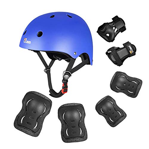 JBM Kids Skateboard Protective Gear Set for Boys & Girls - Multi Sports Scooter, Skateboarding, Biking, Roller Skating - Kids Knee Pads Elbow Pads Wrist Guards & Skating Helmet Impact Resistance