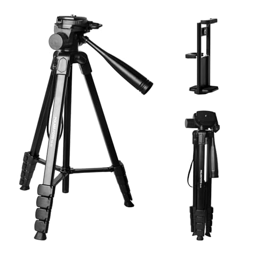 POLAM-Foto Trípode para Cámara 172 cm, Trípode Ligero de Aluminio para Teléfonos, Trípode de Tres Patas con Soporte para iPad, Incluye Bolsa de Transporte