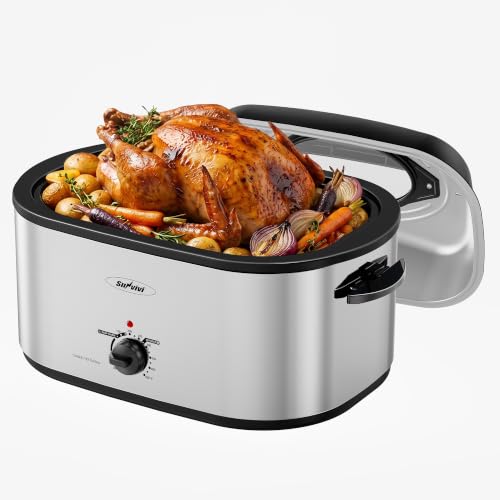 Image of Sunvivi Roaster Oven, Electric Roaster Pan with Lid 28QT for Large Turkey