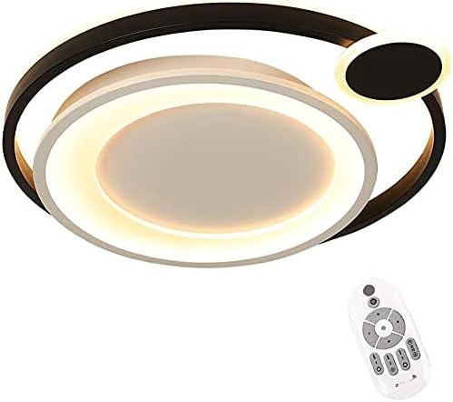 Scpantkend Moderne led ronde plafondlamp slaapkamer nordic plafond lamp armatuur verlichting ijzeren cirkel aarde metalen acryl wit licht warm licht dimbaar afstandsbediening studeren woonkamer (Color : Dimmabl