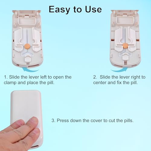 Image of Pill Cutter for Multiple Pills, Pill Splitter for Large, Small and Tiny Pills 1 /2 1 /3 1 /4 - Upgraded Dual Blade for Clean Cutting, with Adjustable Centering Device