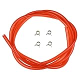 ZTUOAUMA 7' Long 1/4'' ID 3/8'' OD Red Fuel Line Kit with Clamps Compatible with Small Gas Diesel Powersports...