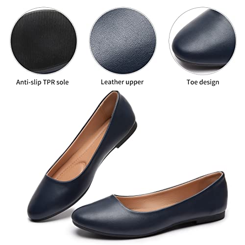 Image of Hash Bubbie Women's Flats Shoes Ballet Flats Dress Shoes Comfortable PU Leather Slip on Shoes for Women