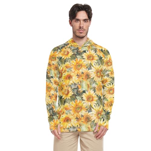 Beauty Sunflower Neutral Sun Shirts Hoodies for Men Long Sleeve Sailing Rash Guard Swim Shirt UPF 50+ S