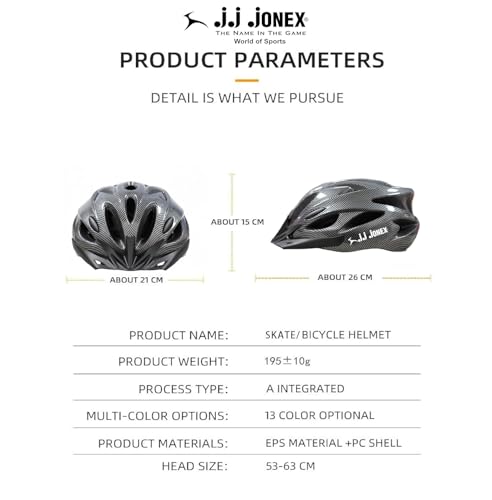 Image of JJ Jonex Adjustable Cycling & Skating Helmet with Detachable Visor | Light Weight | Adjustable Strap with Comfortable Chin Padding | Ideal for Men, Women & Kids (Black, Large)