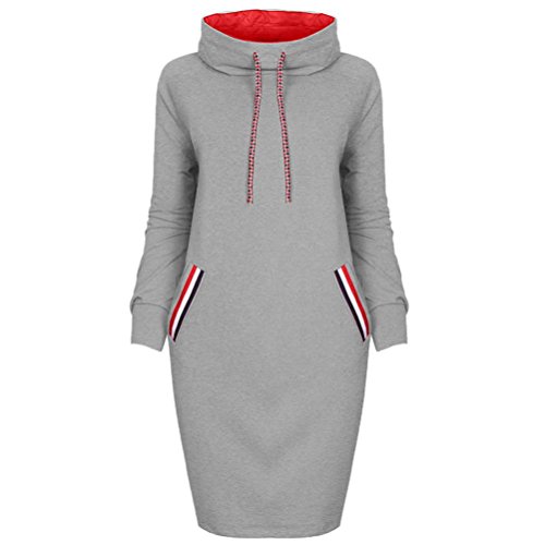 Sudaderas con Capucha Mujer, Xinan Vestido Casual de la Camisa del Invierno de Las Mujeres Vestido de Manga Larga para Mujer Sudadera con Capucha Mujeres (S, Gris)