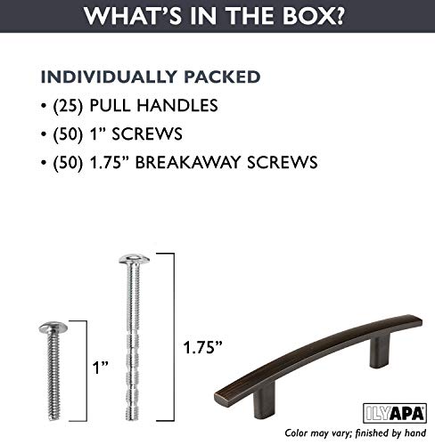 image for Ilyapa Oil Rubbed Bronze Kitchen Cabinet Handles - 3 Inch Curved Bar P