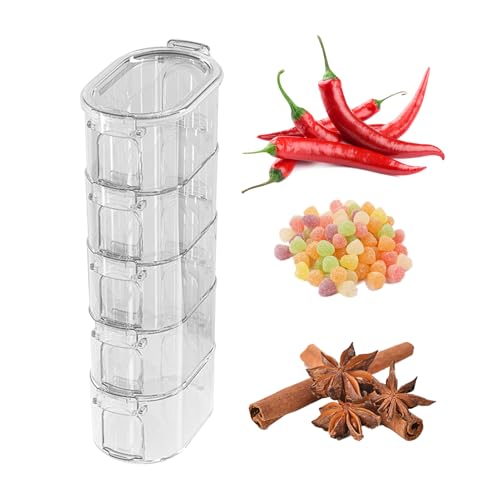 Kustimantu Organizador De Especias | Organizador De Almacenamiento Transparente Reutilizable,Salero con Tapa,Para Picnic Horneado Condimento Comida Cocina Hogar Exterior Acampada Restaurante Bar