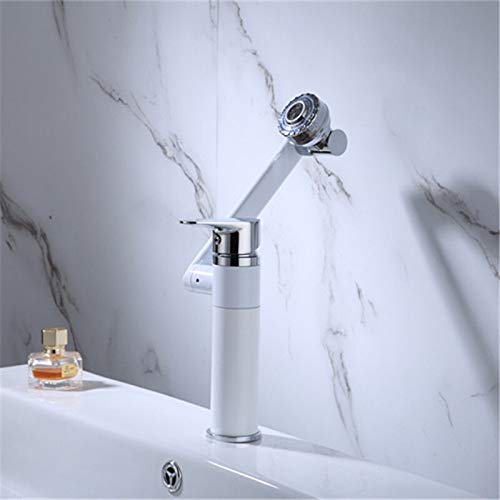 Robinet de lavabo argent blanc rotatif idéal pour une vasque moderne