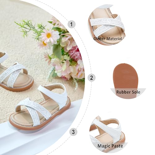 Image of Otter MOMO Girls Open Toe Princess Flat Sandals with Comfort Sole Summer Sandals