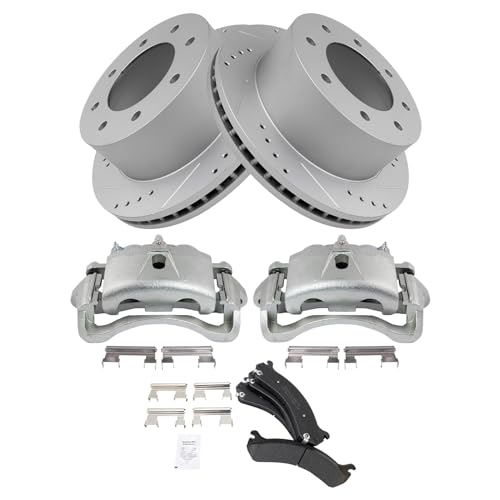 Image of TRQ Performance Rear Brake Pad & Rotor Kit Compatible with 2001-2010 Chevrolet 2001-2010 GMC
