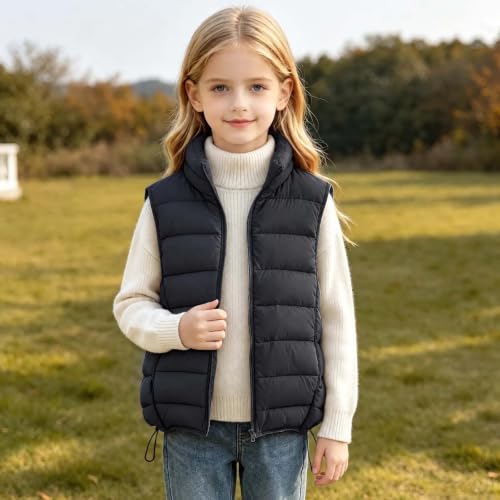 Girls Puffer Vest Quilted Stand Collar Zipper Sleeveless Warm Winter Vest - image 5