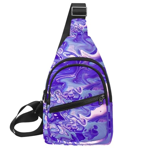 Sac à bandoulière acrylique marbre violet pour femme et homme | Idéal randonnée et travail