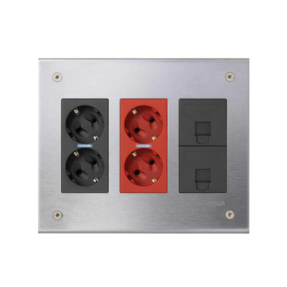 SIMON 51002302 – 036-boîte Einbaudose, Abschnitte, 3 mód Metall Edelstahl