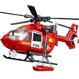 Firefighter Toys Helicopter 15-in Airplane Toys for Kids with Hanging Basket Sounds and Lights for Boys Ages 3 4 5 6 7