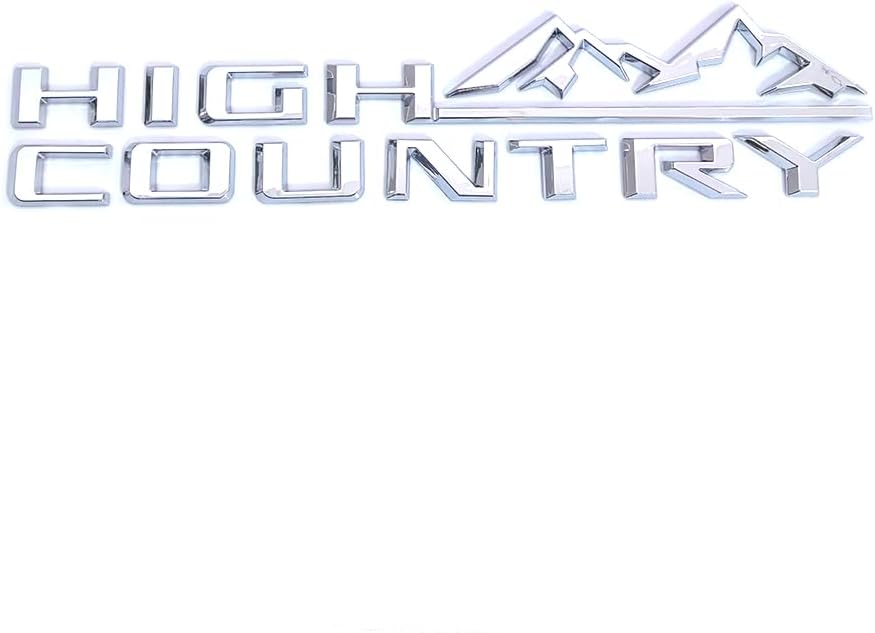 2pack OEM High Country Emblems 3D Letters Side Badge Compatible with Silverado Tahoe Suburban 2019-2025 High Country 85101611 Glossy Chrome