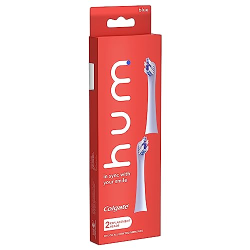 Colgate hum Replacement Heads, hum Toothbrush Heads with Floss Tip Bristles for Smart Toothbrush, Blue, 2 Pack