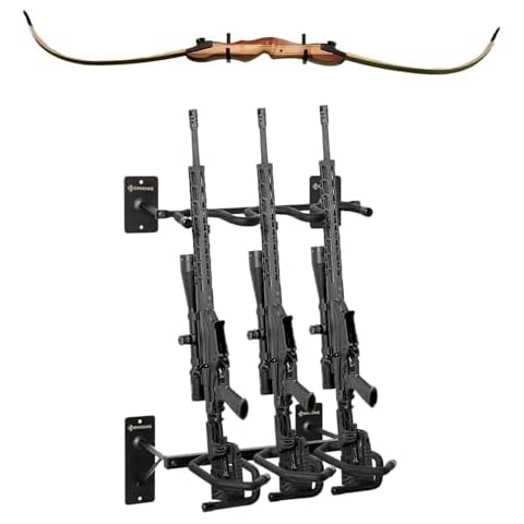 GOHIKINGl Metal Gun Rack Wall Mount,1 Pair Wall Hook Mount Hangers with Soft Padding,Vertically Hold 3 Rifles Shotgun and Horizontally Store Any Firearm and Bow Cover