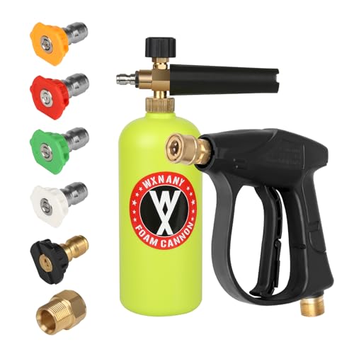 WXNANY Foam Cannon Kit with Pressure Washer Gun 4350PSI, 5 Nozzle Tips, 1/4' Quick Connector, 1L Bottle, Quick Release, Industrial Grade