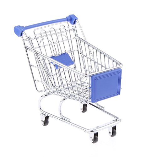 Mini Shopping Cart Supermarket Handcart Trolley with Seat Rolling Wheels for Children Toy(Dark Blue)
