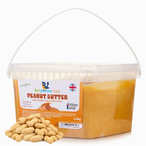 Grumpy Gardener Peanut Butter Bird Food 2.5Kg Gold Mix Suet Refill for Feeders Make Suet Balls Suet Blocks or Use as Fat Ball Alternative High-Energy Peanuts for Wild Birds with Wheat