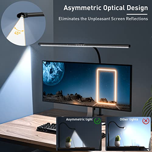 Amazlit Led Desk Lamp 31.5" W, Flexible Gooseneck Office Lamp, Gesture Sensing Desk Light, Screen Monitor Light With Clamp, Adjustable Color Temperature & Brightness, Clamp Lamp 24W Brightest, Black #TOP2